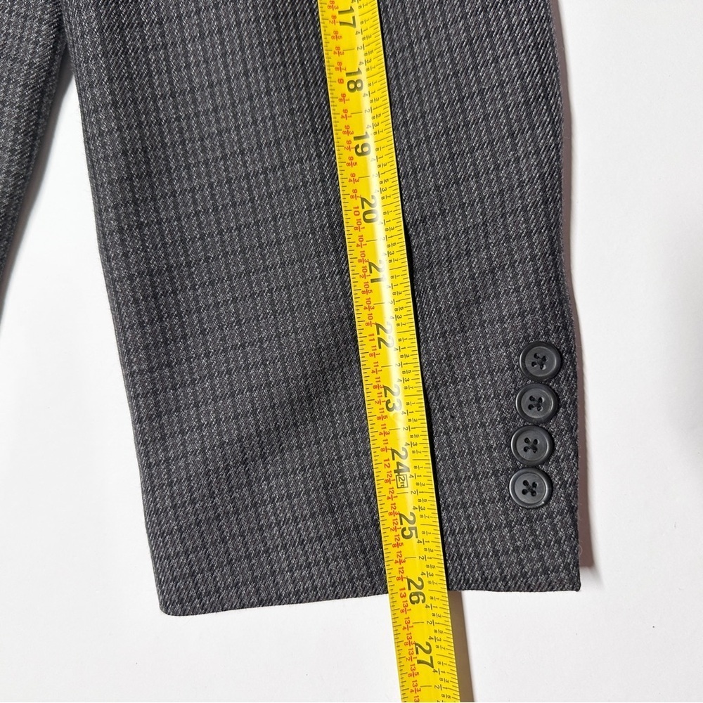Linea Uomo Men’s Wool Blend Gray Houndstooth Suit Blazer 56R Business Office - Picture 7 of 14